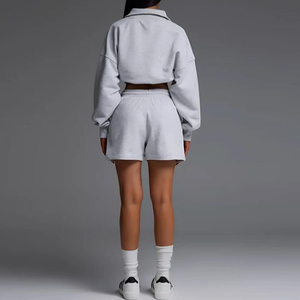 Conjunto de Sudadera y Pantalones Cortos Casuales de Primavera para Mujer con Cintura Elástica y Diseño Nuevo 2026 - Product Image 4