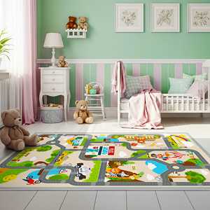 Tapis de jeu Yakut Kids City Road imprimé numériquement, tapis éducatif pour salle de jeux, antidérapant, pour chambre d'enfant, chambre à coucher, salle de classe, OEM ODM - Product Image 5