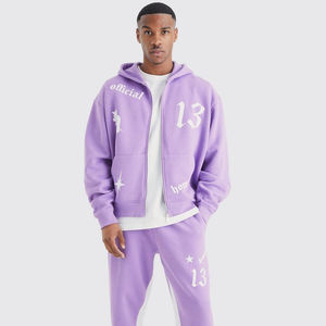 Sweat-shirt à capuche évasé 2 pièces écologique pour hommes, pantalon de survêtement 100% coton, streetwear grande taille - Product Image 1