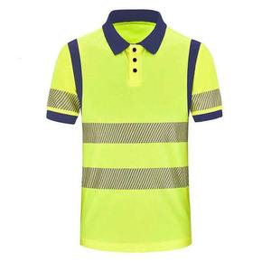 Camiseta Polo de Alta Visibilidad para Hombre con Franjas Reflectantes, Camisetas de Trabajo para Uso en Verano para Guardias - Product Image 1