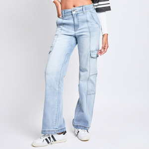 Pantalon Femme Mode Denim Jeans Femme Taille Haute Droite Casual Streetwear Lâche Baggy Outfit Cargo Pantalon Femmes - Product Image 4