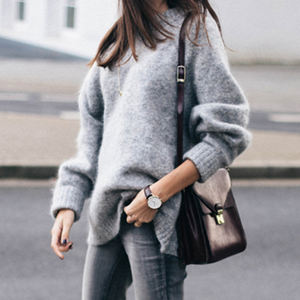 Pull en mohair pour femme en coton de qualité supérieure, respirant, uni, col rond, prix avantageux, meilleur style de pull en mohair pour femme - Product Image 5