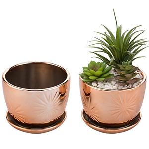 Ensemble de trois plantes à fleurs plaquées cuivre personnalisées pour l'extérieur pour jardin Pot de fleurs en métal pour la décoration de la maison - Product Image 4