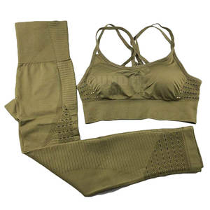 Conjunto de Yoga para Mujer de la Mejor Calidad, Hecho a Medida, Resistente, Ecológico, de Secado Rápido, Elástico, Cintura Media, Transpirable, Diseño de Patrón Sólido - Product Image 1