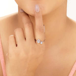 Bague en or rose avec diamants Twin Hexas Fashion - Product Image 2