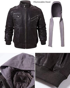 Chaqueta de cuero genuino de lona a prueba de viento de invierno para hombre superventas, tendencia superior, decoración de bolsillo de último estilo, precios al por mayor - Product Image 3