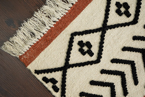 Whimsy Unique Handcrafted Modern Boho Wool Rug Geometric Washable Handwoven Plush-Pile Customized Size <b>Square</b> Home Interior - Product Image 6