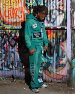 Streetwear Fabricant de survêtements en éponge française Ensemble pantalon de survêtement et sweat à capuche personnalisés Survêtement en strass délavé à l'acide pour hommes - Product Image 3