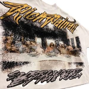 T-shirt vintage hip-hop Anax Sports en gros, 250 g/m², unisexe, 100 % coton, impression DTG, streetwear, entièrement personnalisable, OEM - Product Image 3