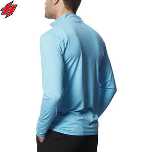 Polo personnalisé respirant à séchage rapide demi-fermeture éclair en tricot de haute qualité pour hommes polos à manches longues avec poches pour hommes - Product Image 4
