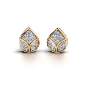 Boucles d'oreilles élégantes en or 9 carats avec diamants, boucles d'oreilles rondes à taille brillant, bijoux fins étincelants pour femmes, fournisseur en gros pour l'exportation - Product Image 1