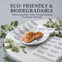 Papier d'emballage alimentaire biodégradable double face personnalisé avec logo, résistant à la graisse, jetable, pour boulangerie et bistro