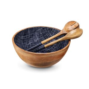 Bol de service en bois poli de créateur avec un attrait minimaliste pour l'affichage de décoration de salle à manger de cuisine moderne de luxe - Product Image 5