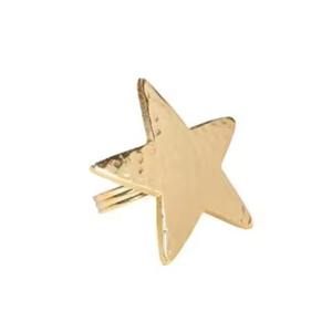Star Shape Brass Gold Color Napkin <b>Ring</b> Hammered Design <b>Metal</b> Napkin Rin - Product Image 1