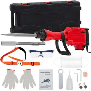 Marteau-piqueur électrique industriel et DIY robuste 1700 BPM pour le brisage du béton avec burins et mèches de dégrossissage, alimenté par batterie et livré avec mallette - Product Image 3