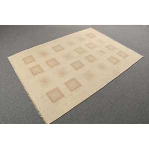 พรมคิลิม ขนาด 4.4x6.2 ฟุต พรมตุรกี พรมลายดอกไม้สีเบจ ทำจากขนสัตว์ - Product Image 4