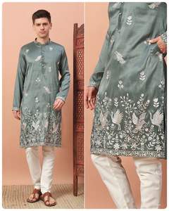 Atractiva seda Premium con lentejuelas bordadas, fabricante y proveedor de pantalones Kurta DE LA India a la tarifa más baja - Product Image 2