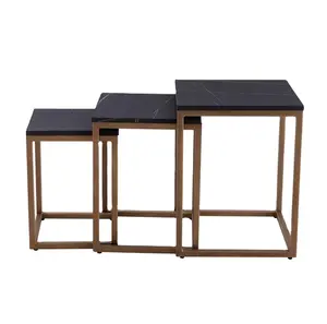 Awesome Furniture Tables with Marble Top set of 3 for Living Room Table Decor Black Color Modern design Nesting Furniture Tables