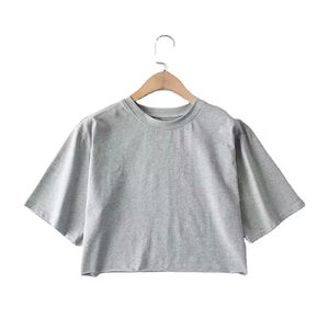 Top corto de entrenamiento de lana de poliéster y algodón para mujer, camisetas de Yoga sin costuras para correr, ropa de entrenamiento con pantalones cortos - Product Image 5