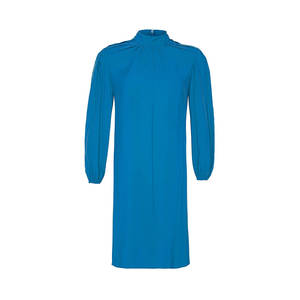 เสื้อเชิ้ตตัวยาวลำลองสำหรับผู้หญิง-ทรงหลวม คอจีน สีฟ้า - Product Image 1