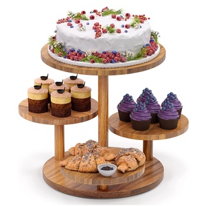 Special Design Four Tier Wooden Cake <b>Stand</b> <b>Cupcake</b> and Pastry Displaying <b>Stand</b> Easily Assembled Long Lasting Cake <b>Stand</b> - Product Image 1