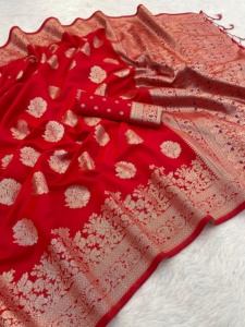 Saree de haute qualité en soie banarasi traditionnelle indienne pour la fête de mariage tenue de mariage meilleure vente Look royal toutes les saisons - Product Image 2