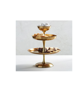 Présentoir à gâteaux en aluminium personnalisé, rond, plateau de service à 2 niveaux, support à cupcakes et plateau à gâteaux en vente - Product Image 5