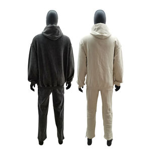 Ensemble de survêtement vintage surdimensionné en deux pièces avec logo imprimé personnalisé pour homme, sweat-shirt et pantalon de jogging, ensemble de jogging vierge lavé - Product Image 2