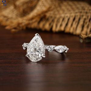 4.20 TD lê, Marquise & Vòng cắt kim cương Nhẫn 18K vàng trắng ẩn Halo/chia sẻ prong thiết lập cvd/hpht kim cương labstone - Product Image 2