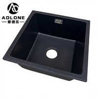 Évier de cuisine carré en quartz noir à cuve unique, à poser sur le comptoir, pour cuisine, hôtel, appartement