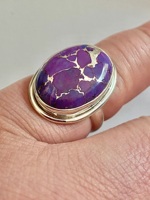 Bague artisanale en argent sterling 925 pour femme, avec turquoise cuivrée violette naturelle, idéale pour mariage, anniversaire ou soirée