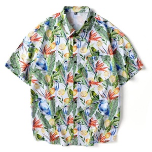 OEM personalizado 100% algodón estampado Floral gota hombro camisa para hombres soporte antiarrugas verano playa Estilo Hawaiano Casuals - Product Image 1