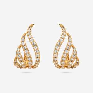 ต่างหูห่วงทรงเรขาคณิตประดับเพชรและมุก ทอง 14K รุ่น Zircon ดีไซน์น่ารักทันสมัย เหมาะสำหรับงานแต่งงาน งานหมั้น และงานปาร์ตี้-186578 - Product Image 1