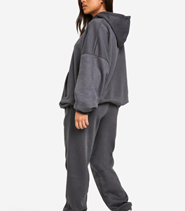 Survêtement surdimensionné 100% coton pour dames en gros personnalisé 3D sérigraphié logo Heavyeright Hip Hop 2 pièces Jogging ensemble hiver - Product Image 6