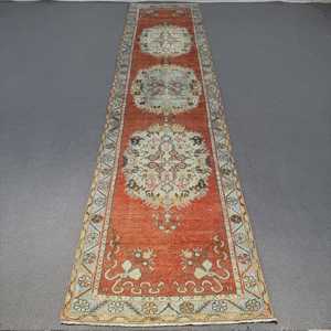 Vintage Rug, 0.3x1.1 ft <b>Runner</b> Rug, <b>Red</b> Blue Wool Rug - Product Image 1