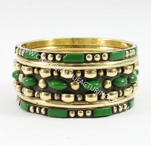 Ensemble de bracelets en os et en laiton parfaitement faits à la main, ensemble de bracelets indiens pour femmes, à la mode de l'inde - Product Image 1