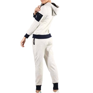 womens zip up <b>tracksuit</b> set with joggers custom logo womens sportswear set supplier - Product Image 2