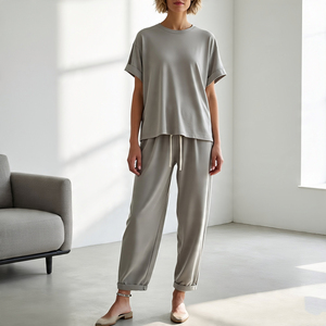 <b>Women</b> T Shirts Tracksuit 100% Cotton <b>Trouser</b> Sets Ladies Sportswear <b>Lightweight</b> Tee Shirts Track Suit Girls - Product Image 1