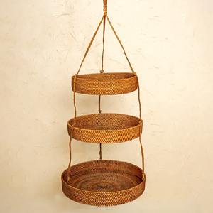 <b>Rattan</b> kitchen <b>storage</b> baskets handweave hanging basket fruit & vegetable container organizer - Product Image 6