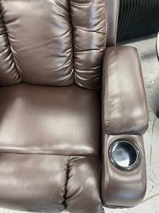 Nous fournissons la meilleure fauteuil inclinable manuelle contemporaine en similicuir avec porte-gobelet et rangement latéral - Product Image 5