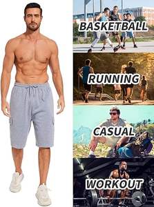 Shorts de jogging cargo en molleton de coton tricoté décontracté pour homme avec logo personnalisé, idéal pour l'été - Product Image 2