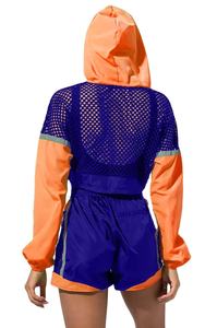 Ensemble coupe-vent de meilleure qualité avec design en purée Ensemble short coupe-vent pour femme Color Block 100% Ensemble coupe-vent en polyester - Product Image 6