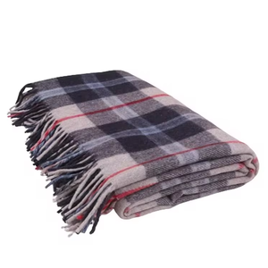 Manta de tartán azul marino de Douglas, elegante manta a cuadros de lana para decoración del hogar, sofá y uso al aire libre - Product Image 1