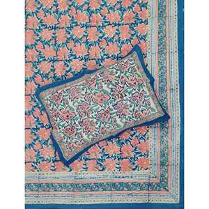 Hand Block Printed King Size 100% Cotton Double Bedsheet Pillow Cover Eco-Friendly Floral <b>Comforter</b> <b>Set</b> for Home 3 Pcs <b>Set</b> - Product Image 1