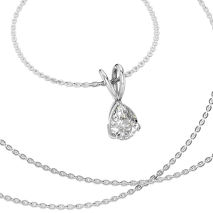 Elegant <b>14K</b> Solid <b>Gold</b> Pear Cut Moissanite Link <b>Chain</b> Pendant Necklace Luxury Solitaire Jewelry Party Wholesale Supplier - Product Image 1