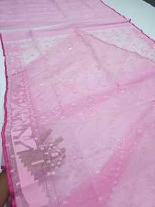 Export Quality Exclusive Pink Deshi Dhakai Jamdani Sharee para mujer JAMDANI FABRIC RED GREEN Golden Sky Blue de Bangladesh - Product Image 2