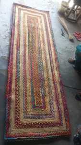 พรมปูพื้นลายเรขาคณิตทรงสี่เหลี่ยมผืนผ้า ทำจากเส้นใยปอกระเจาถักแบบไม่ลื่น ผลิตด้วยเครื่องจักรทันสมัย เหมาะสำหรับใช้ในบ้าน เดินทาง แคมป์ปิ้ง และปิกนิก - Product Image 2