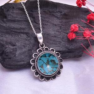 Colgante de piedras preciosas turquesas, venta al por mayor, colgante de joyería fina de Plata de Ley 925 con sello 925, joyería colgante de plata - Product Image 4