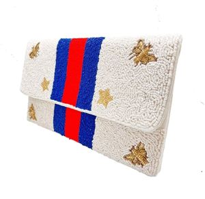 Or étoile luxe abeille thème rayé perlé pochette sac à main à la mode cristal et strass sac de soirée avec chaîne à bandoulière - Product Image 3