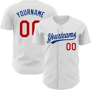 Jersey de béisbol para hombre, uniforme de softbol sublimado personalizado con botones, aparejos bordados, sarga, nombre del equipo, número, EE. UU., secado rápido - Product Image 5